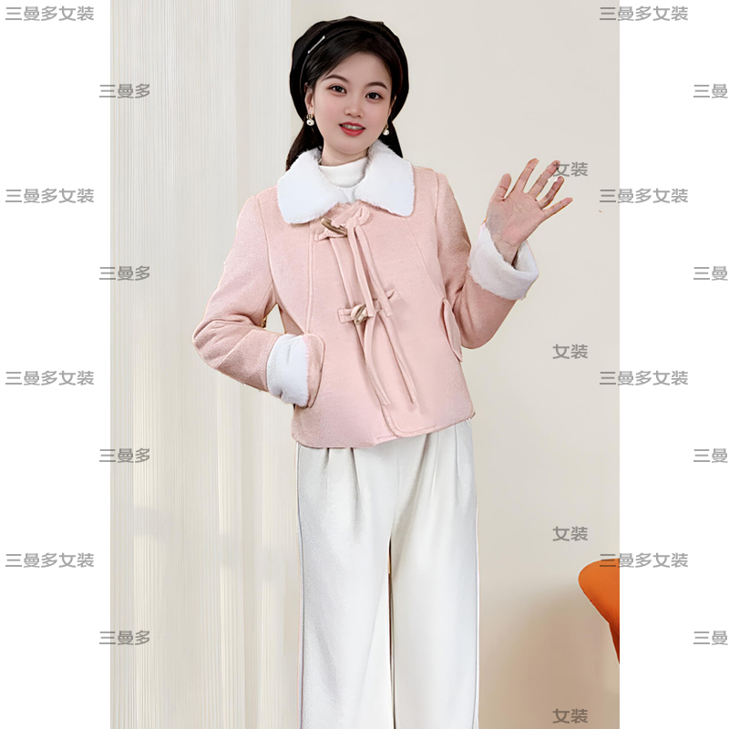 ASY/2025冬季新款外套【小个子】时尚牛角扣夹棉外套