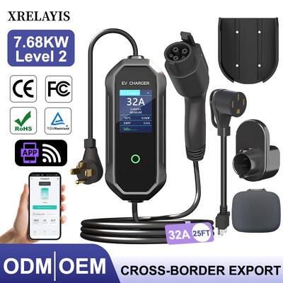 美标Type1充电桩7.68KW新能源汽车随车便携式充电枪7.68KW16A快充