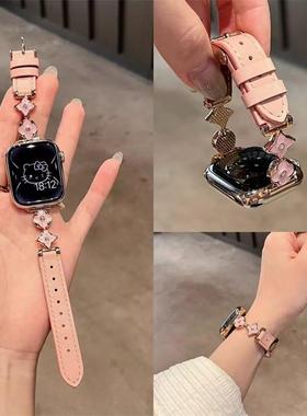 苹果S10iWatch3456表带适用金感滴胶老花拼皮AppleWatch789新品