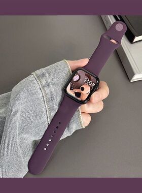 简约紫色适用苹果Applewatch10/9表带运动百搭硅胶iwatch87代SE潮