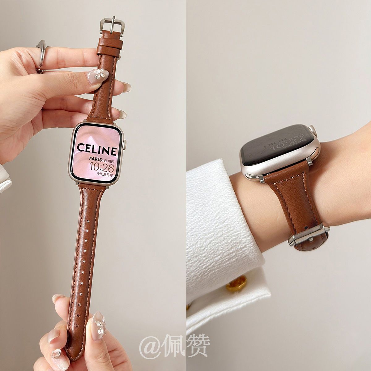 细款小蛮腰oppo watch3/2/X/3pro手表4pro表带新款真皮质男女适用