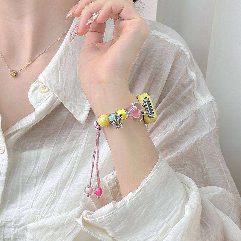 适用华为手环9表带多巴胺串珠表链8代/7/6pro腕带可爱小众硅胶壳,手表,配件,淘宝优惠券,粉丝福利购,淘宝优惠卷