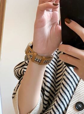 5184适用applewatch87654表带S8苹果真皮女款iwatch7654se代苹果7