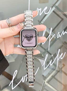 闪耀满钻苹果表带iwatchS9Ultra2手表带7代64321金属小香风s8满天