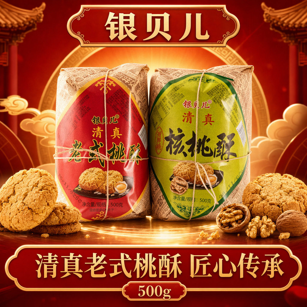 银贝儿老北京桃酥传统糕点点心大桃酥糕点零食饼干清真食品整箱批