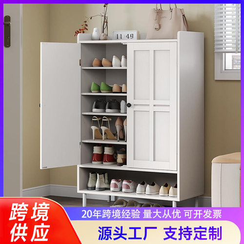 新中式鞋柜家用门口入户室内2025新款实木色收纳玄关柜一体大容量