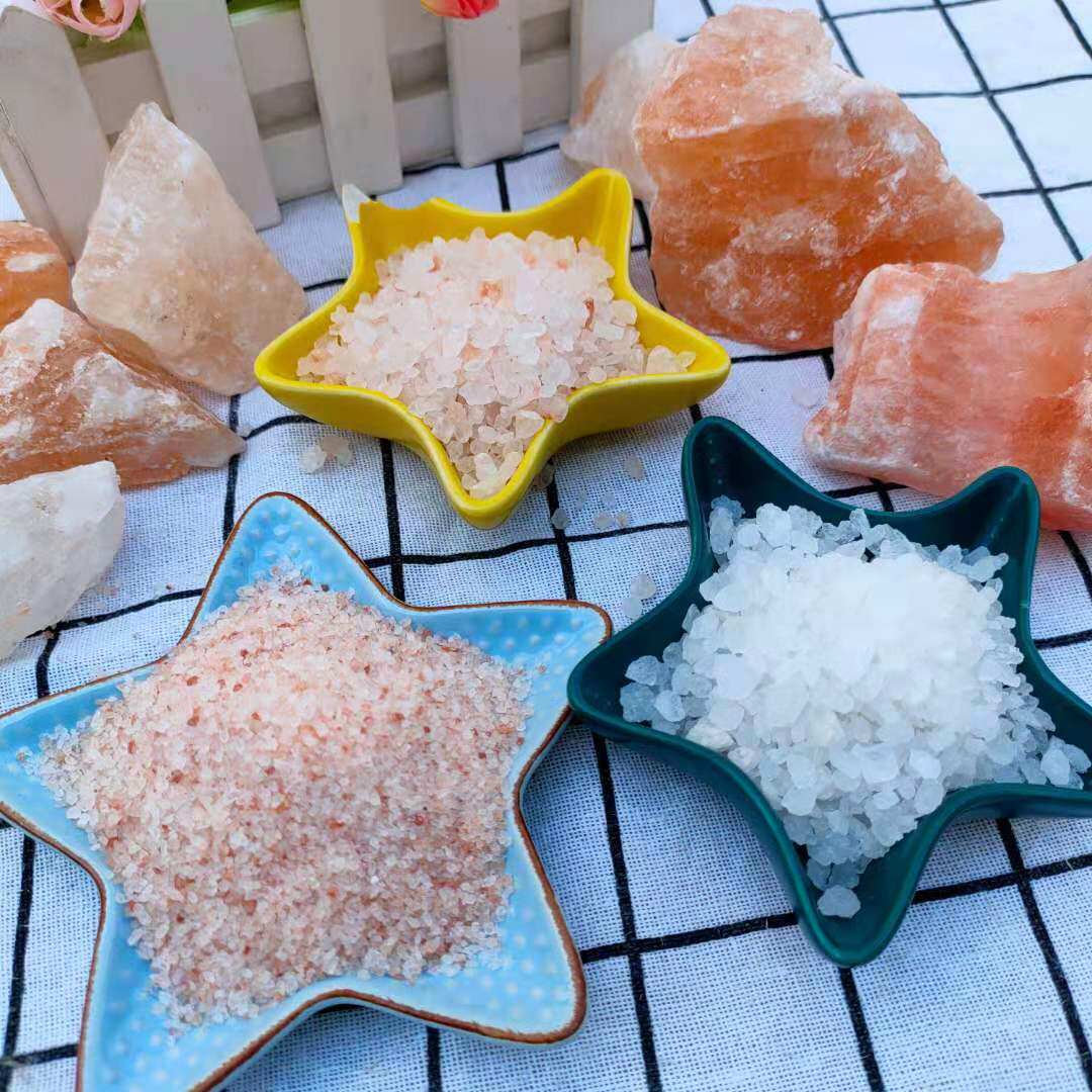 厂家供应粉色盐砂3-6mm汗蒸房用香味沐浴砂 喜马拉雅盐灯 盐块