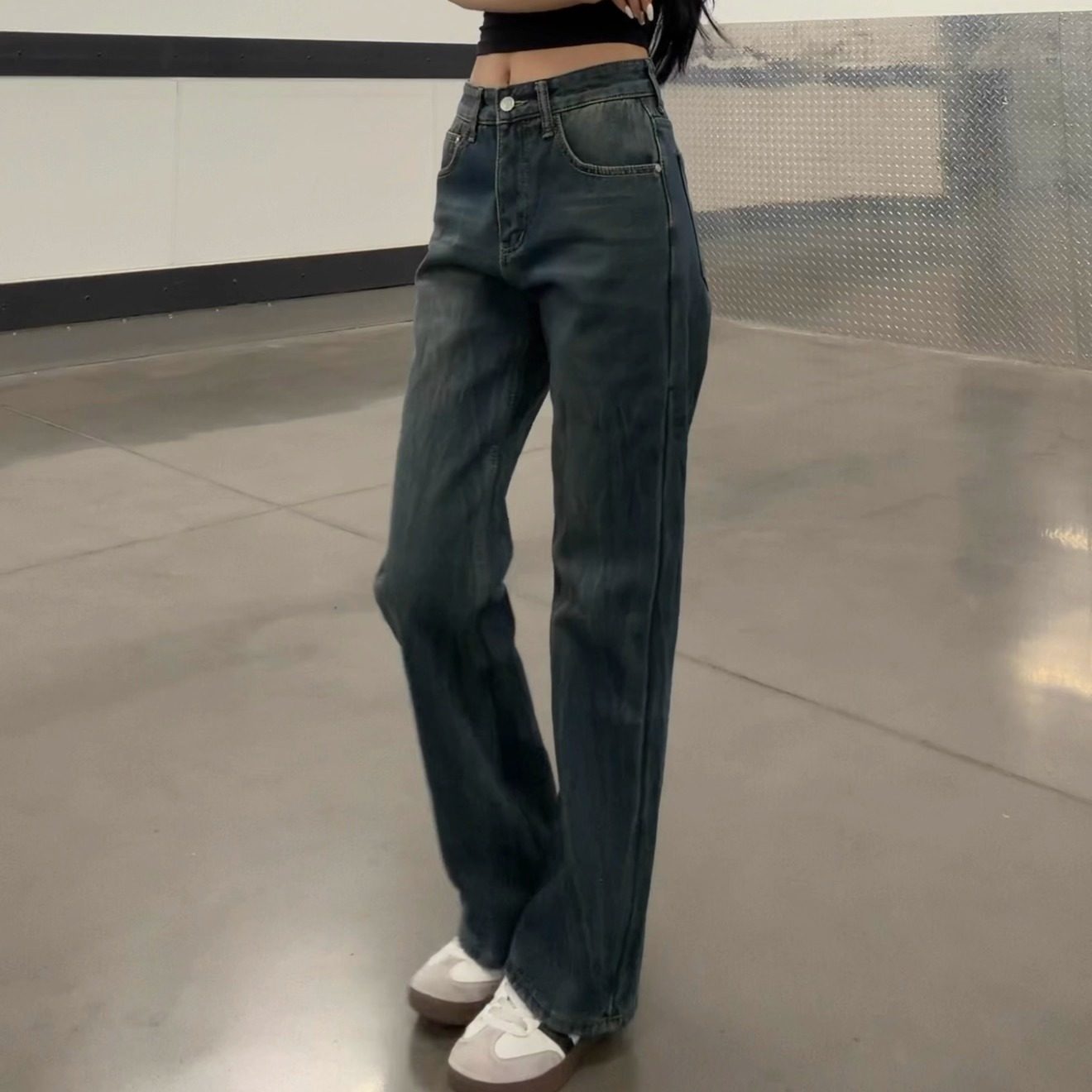 QUALCOMM复古蓝加绒牛仔裤