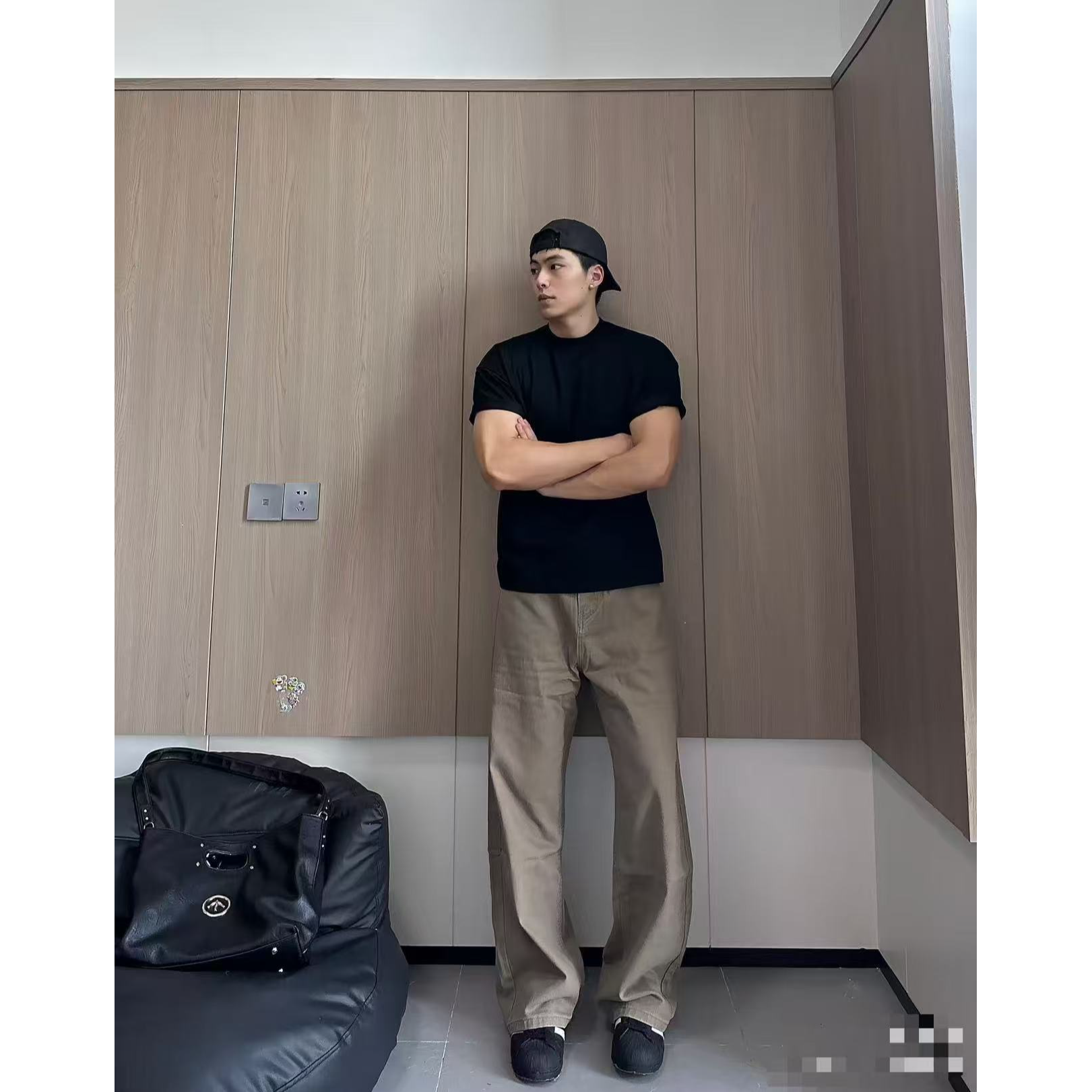 QUALCOMM美拉德潮流咖色宽松直筒牛仔裤男款秋冬纯棉窄版阔腿裤子