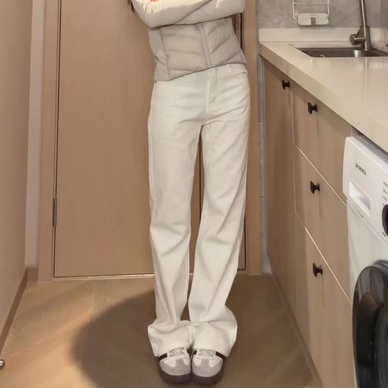 QUALCOMM秋冬季保暖慵懒白牛仔裤