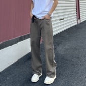 子 男潮流百搭显瘦阔腿长裤 QUALCOMM春季 美拉德咖色宽松直筒牛仔裤