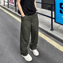 QUALCOMM军绿色褶皱伞兵裤男款秋季美式高街工装裤cleanfit休闲裤