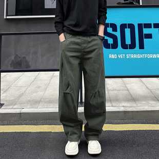 QUALCOMM秋冬季弯刀工装休闲裤男款潮牌高街宽松直筒vibe阔腿裤子