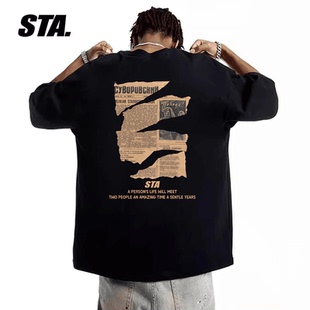 STA.320G美式 t恤vintage情侣上衣 潮牌重磅纯棉高街复古男女短袖