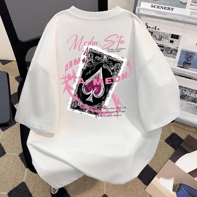 字母短袖美式高街圆领套头t恤男