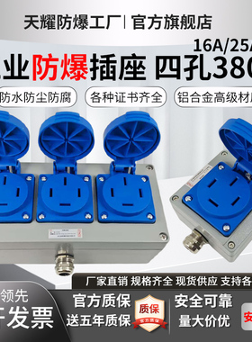 工业防爆插座380V四孔16A25A三相四线明暗装大电流厂房用防爆插排