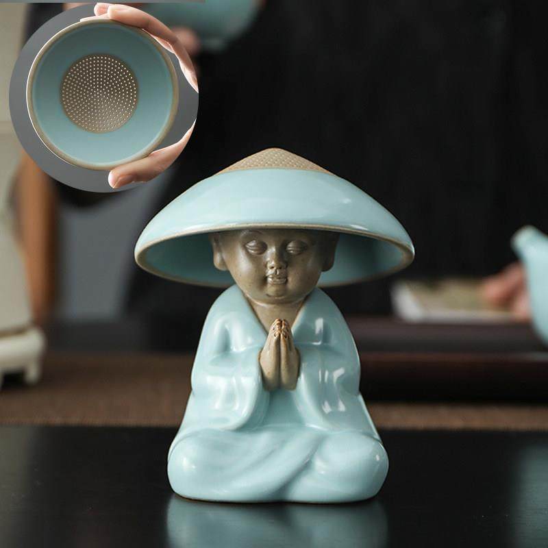 宇轩 创意汝窑茶宠小和尚过滤摆件茶滤茶叶网茶具滤茶器全瓷过滤,餐饮具,茶宠摆件,淘宝优惠券,粉丝福利购,淘宝优惠卷