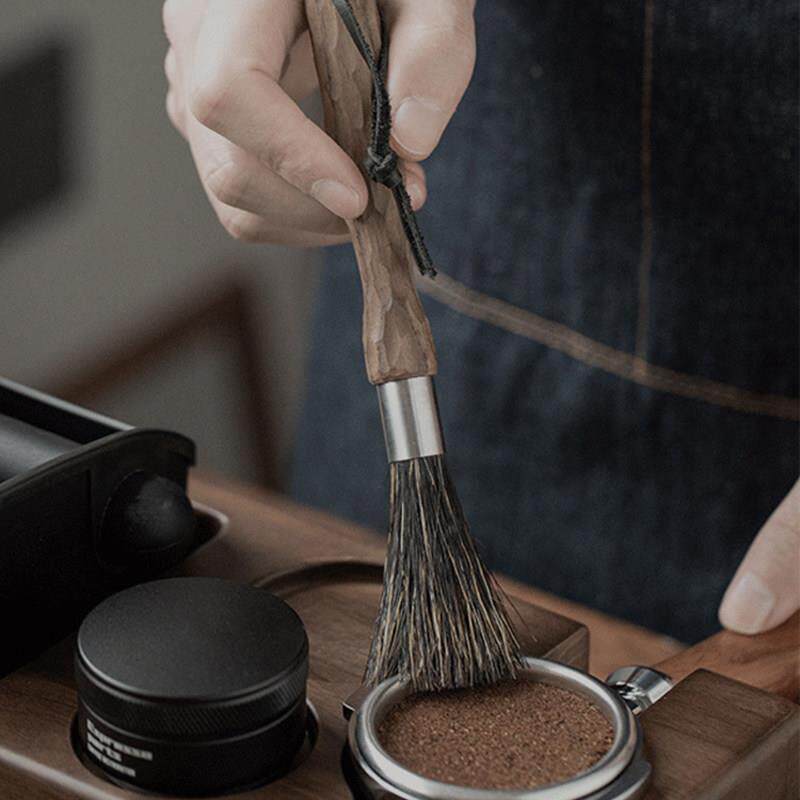 手作黑胡桃木咖啡机清洁刷猪鬃毛磨豆机研磨机刷子高档吧台清理刷