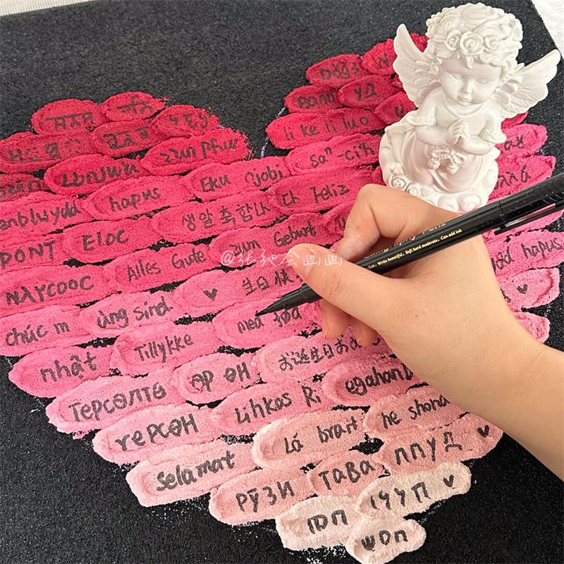 520礼物100种语言我爱你diy油画石英砂肌理画创意送男女朋友