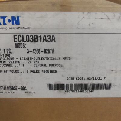 New Eaton ECL03B1A3A 3 Pole Lighting Contactor Electrically