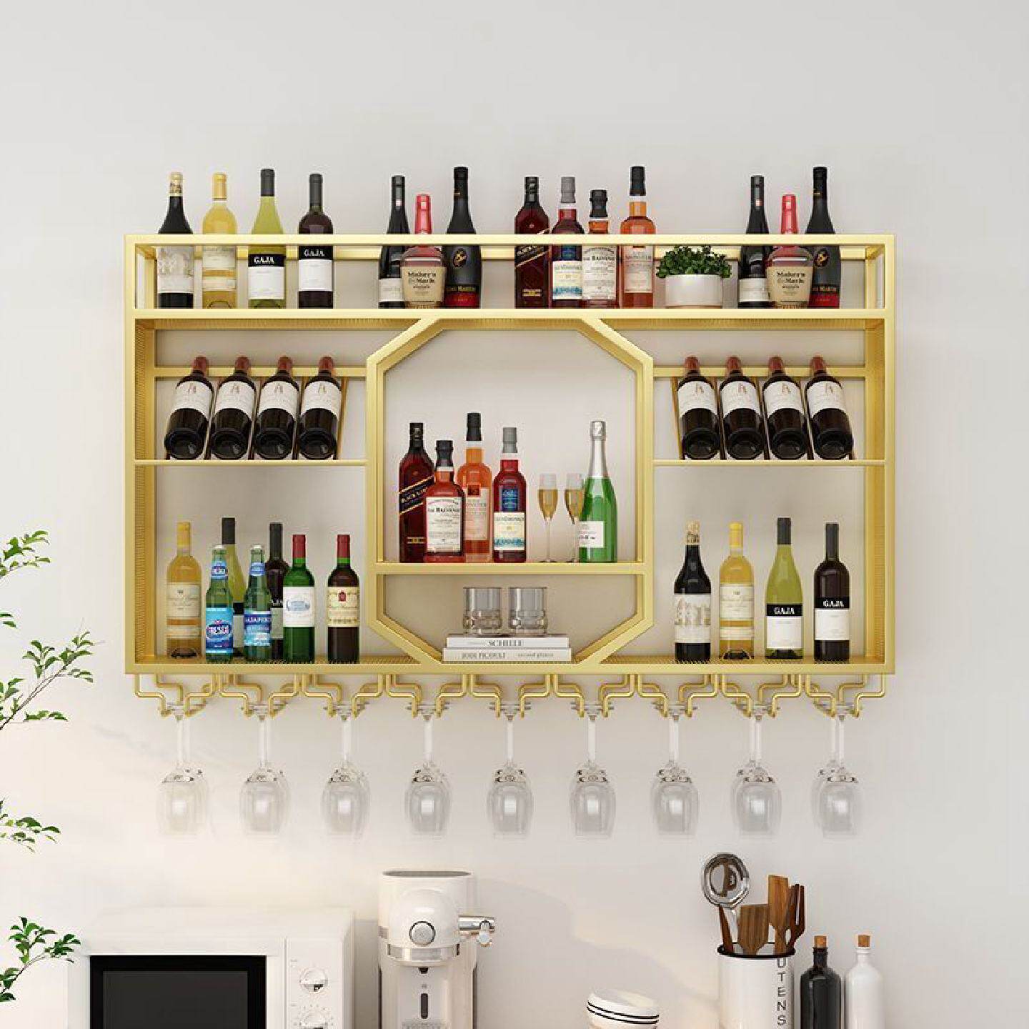 墙上酒架酒吧吧台酒柜壁挂式家用铁艺餐厅红酒展示架悬挂墙置物架