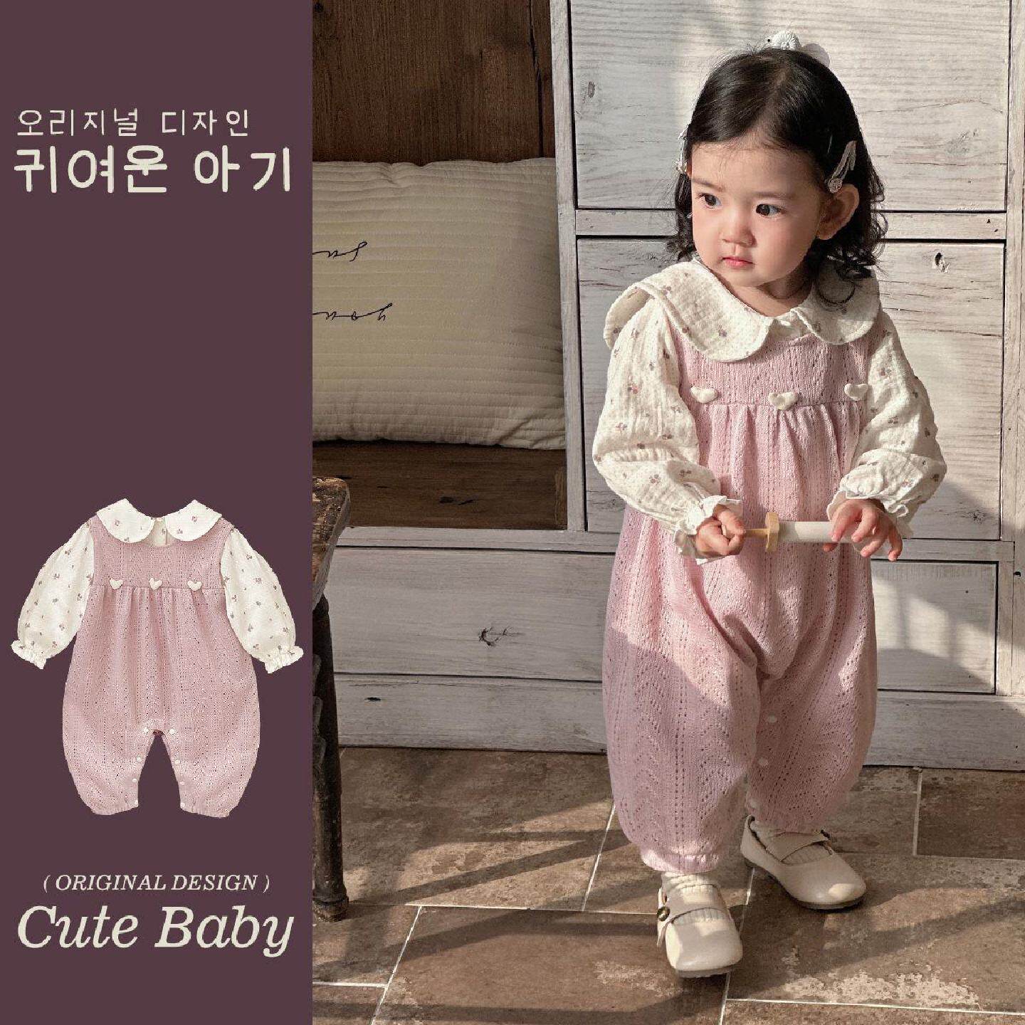 女宝宝秋装洋气连体背带裤套装超萌婴儿衣服两件套外出一岁开春秋