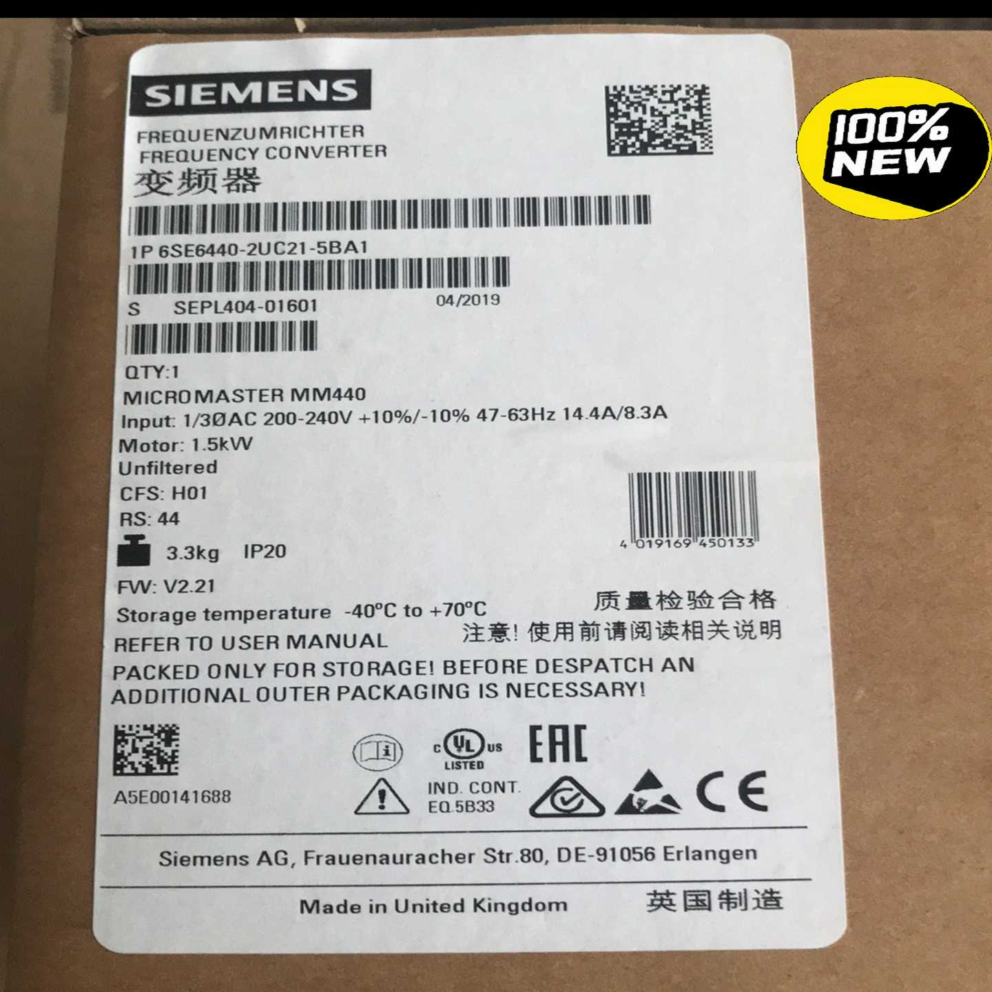 6SE6440-2UC21-5BA1MM440变频询价