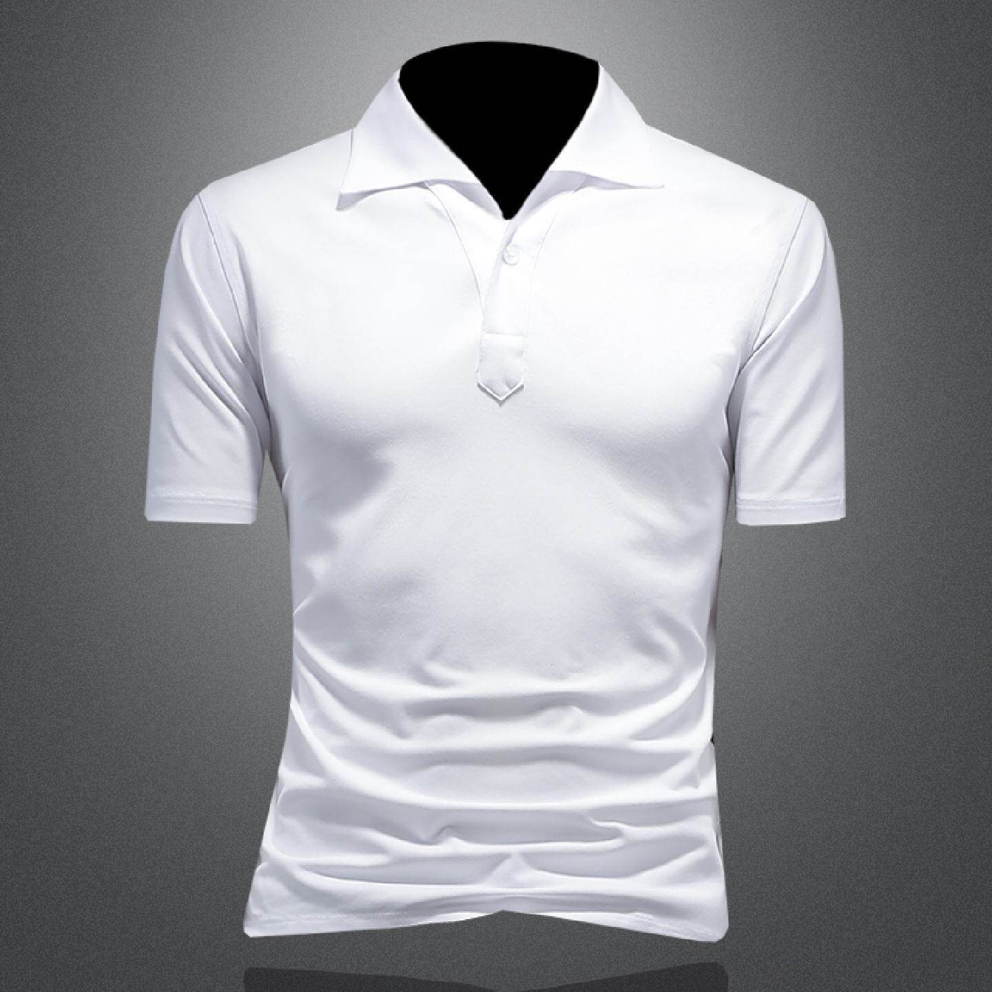 高端个性领子短袖衫男装夏季新款英伦翻领恤修身半袖潮潮男装简约