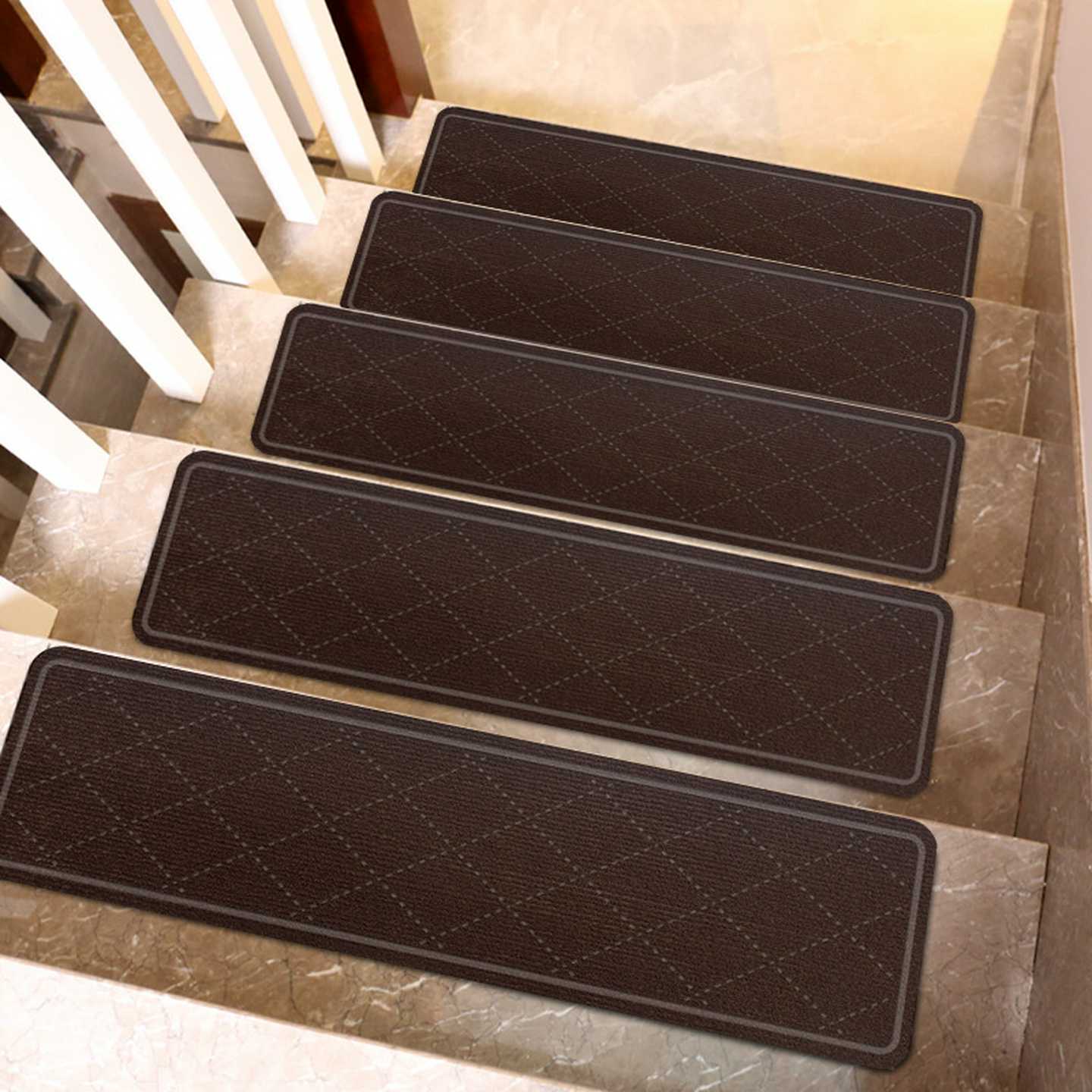 15片装楼梯垫简约几何图案立体压花楼梯台阶贴踏步垫免胶自粘家用