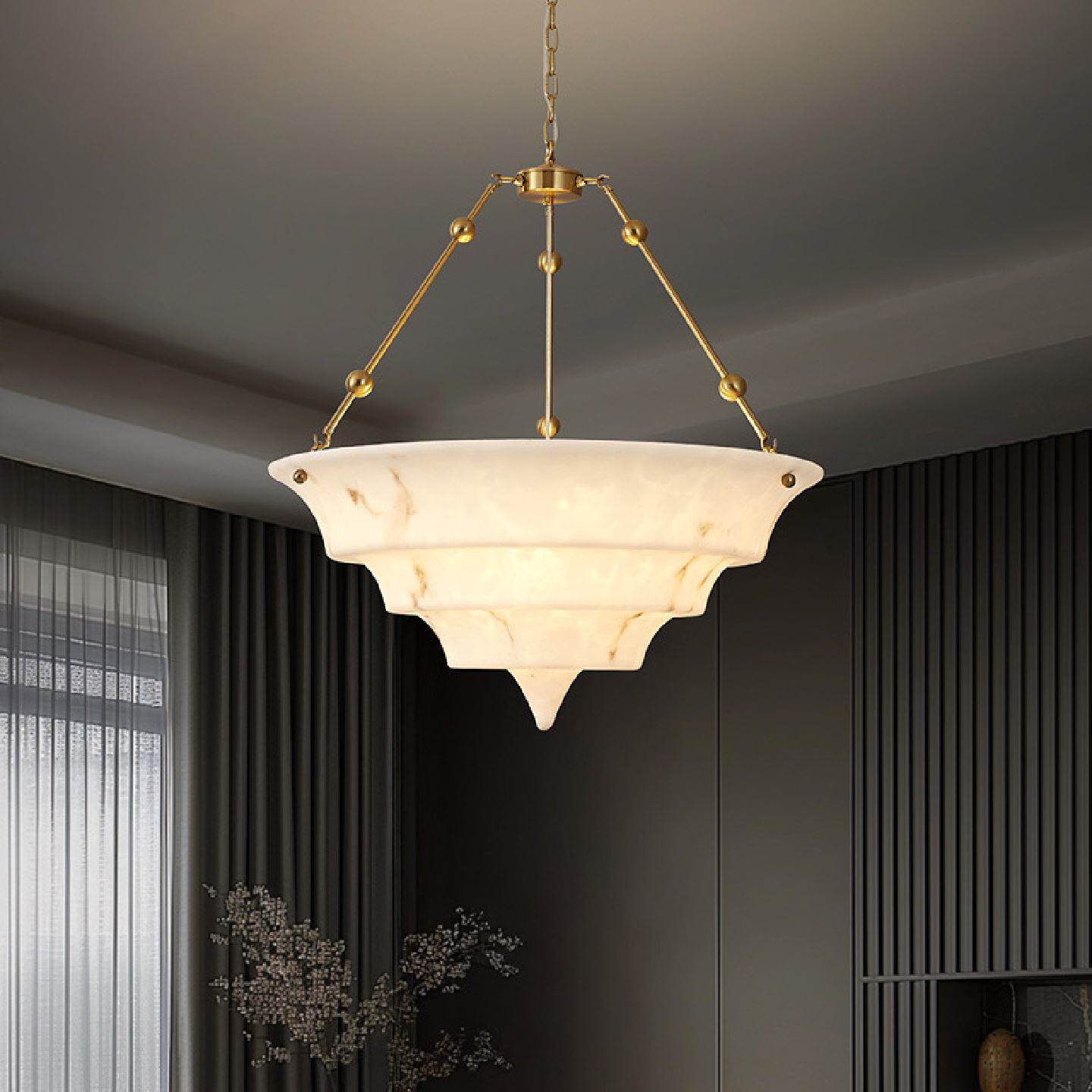 餐厅仿云石吊灯现代轻奢新中式简约吧台灯茶室长条创意设计师灯具