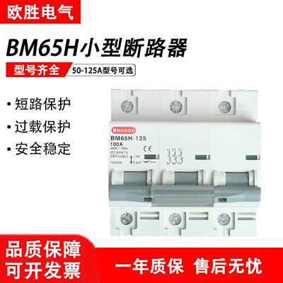 议价北京北元电器小型断路器BM65H125CD微型空气开关3P4P50125A