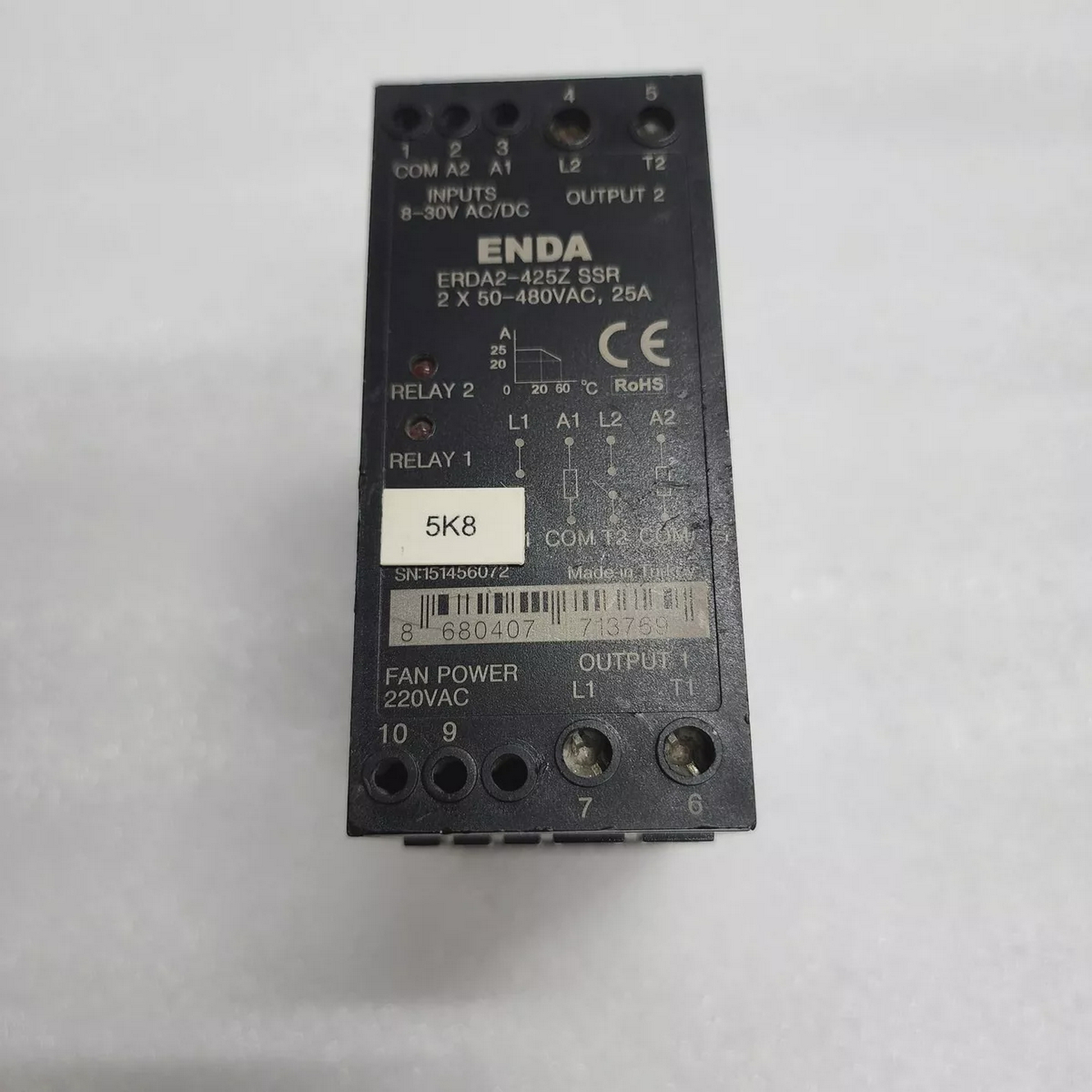ENDAERDA2-425ZSSRSOLIDSTATERELAY2X50-480VAC25A