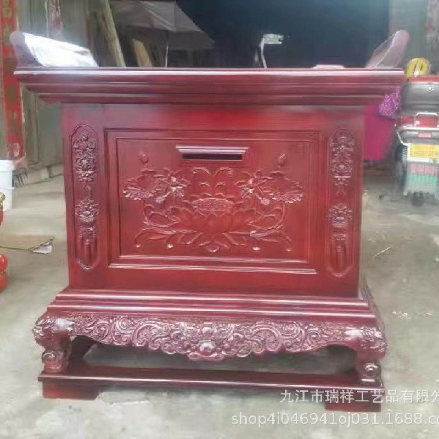 工厂直销木雕功德箱寺庙捐款箱实木香案神台供桌