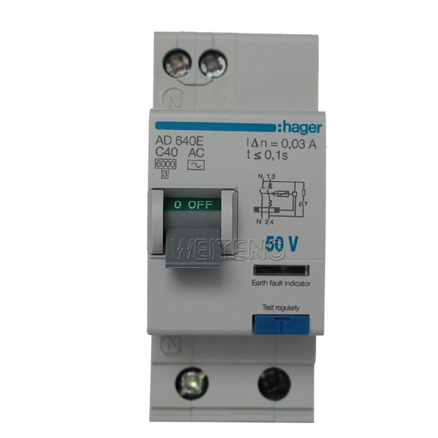 供应海格HAGER漏保 AD640E 家用防触电大功率空调保护 