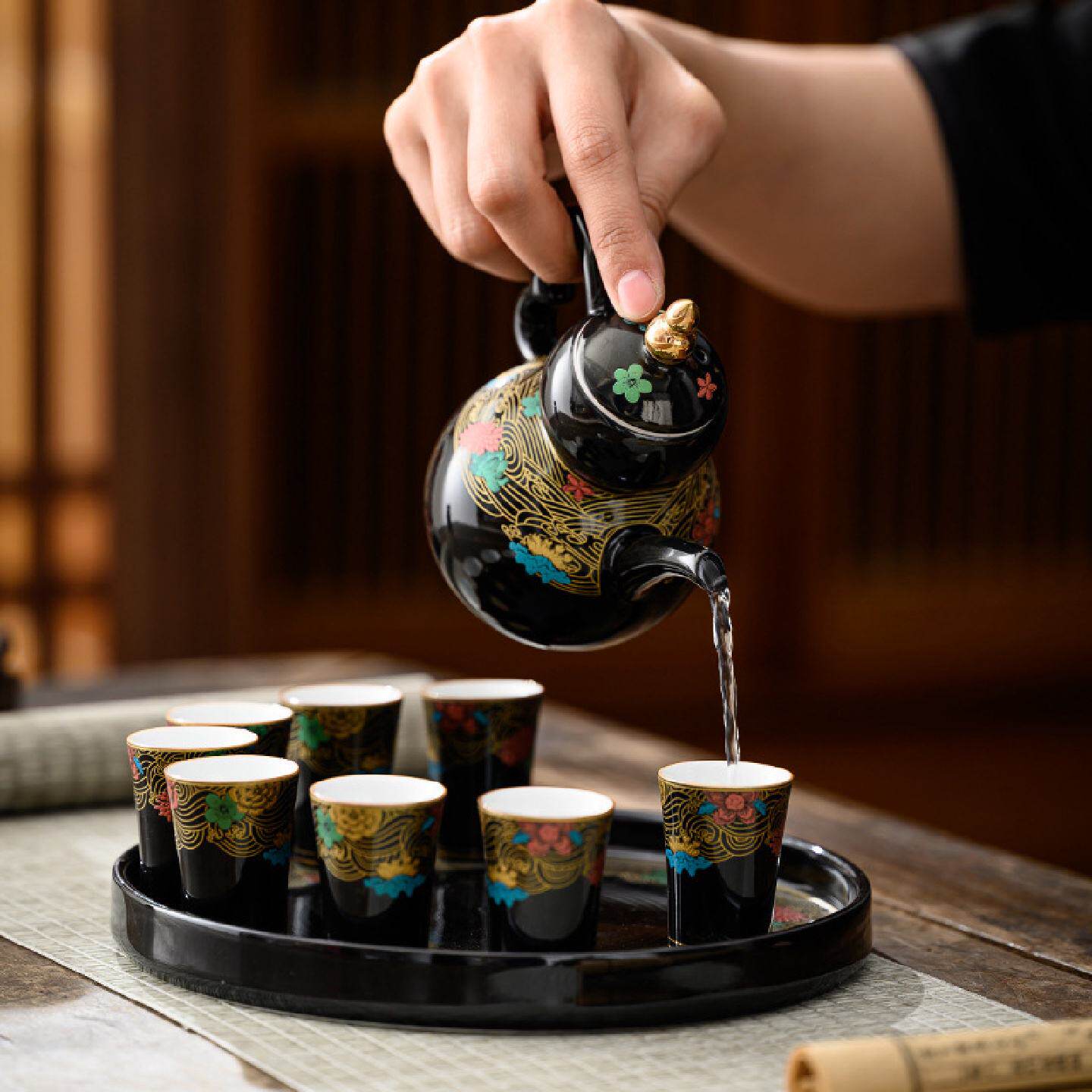 家用古风酒壶葫芦半斤装中式仿古酒具白酒分酒器一口杯小酒杯套装