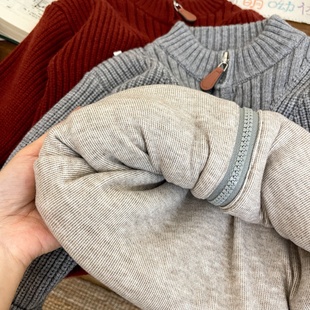 韩系男童立领毛衣秋冬季年新款慵懒风宽松韩版拉链针织衫外套上衣