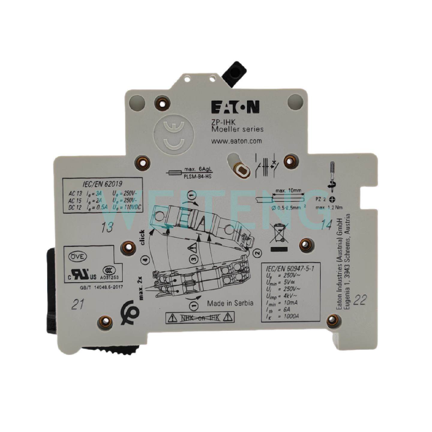供应EATON伊顿 ZP-IHK 断路器辅助触头 286052 