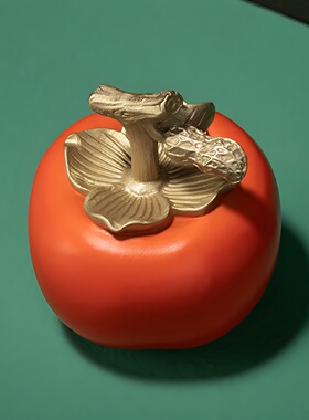 铜师傅黄铜喜柿发生创意摆件中式风格送礼用装饰品