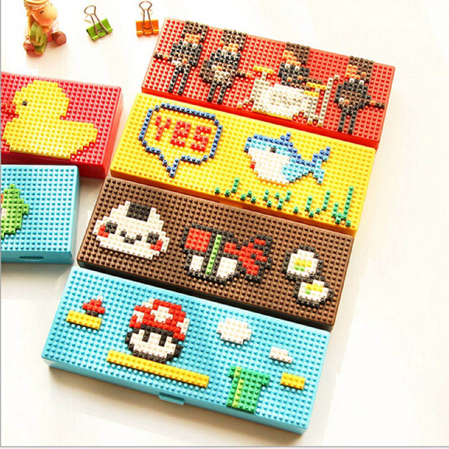 儿童生日礼品DIY积木拼装文具盒铅笔盒小学生男女生笔袋韩国文具