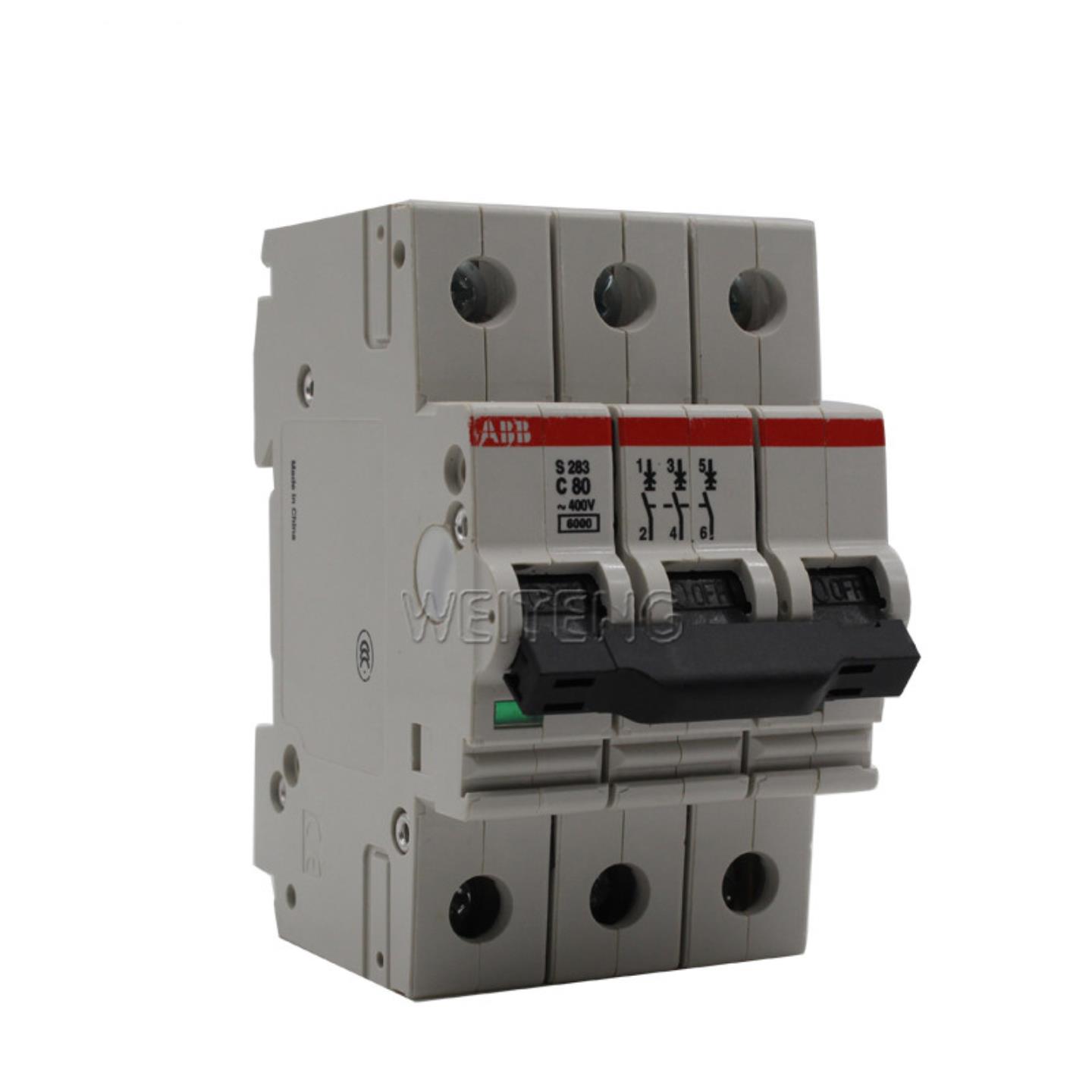 隆兴9年老店 ABB空气开关 S283-C80 三极3P 80A 大电流总闸小型*