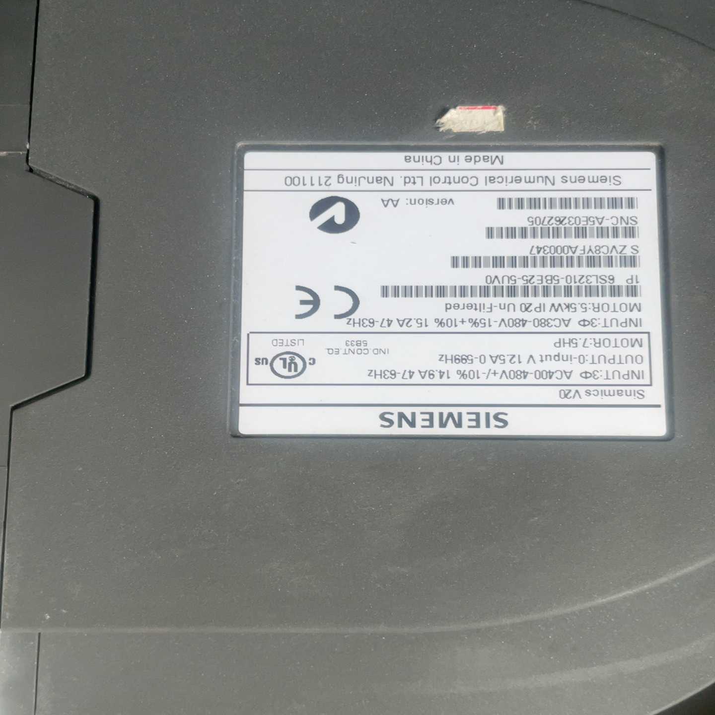 变频器V20-6S3210-5BE25-5UV0-5;议价
