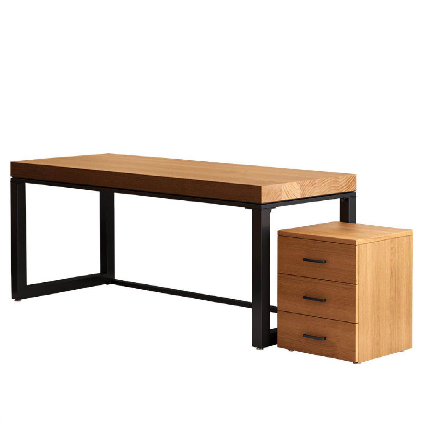 北欧实木办公桌工作室白色简约原木电脑桌总裁单人老板桌椅组合