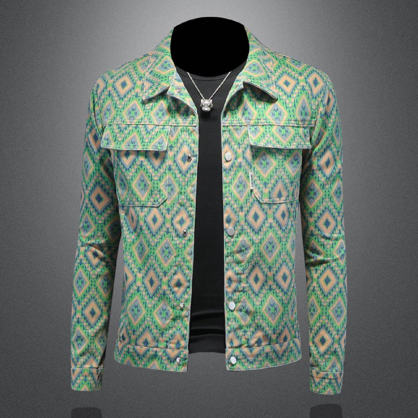 2026牛仔外套男士春秋季新款潮牌上衣高级感提花休闲个性高端夹克