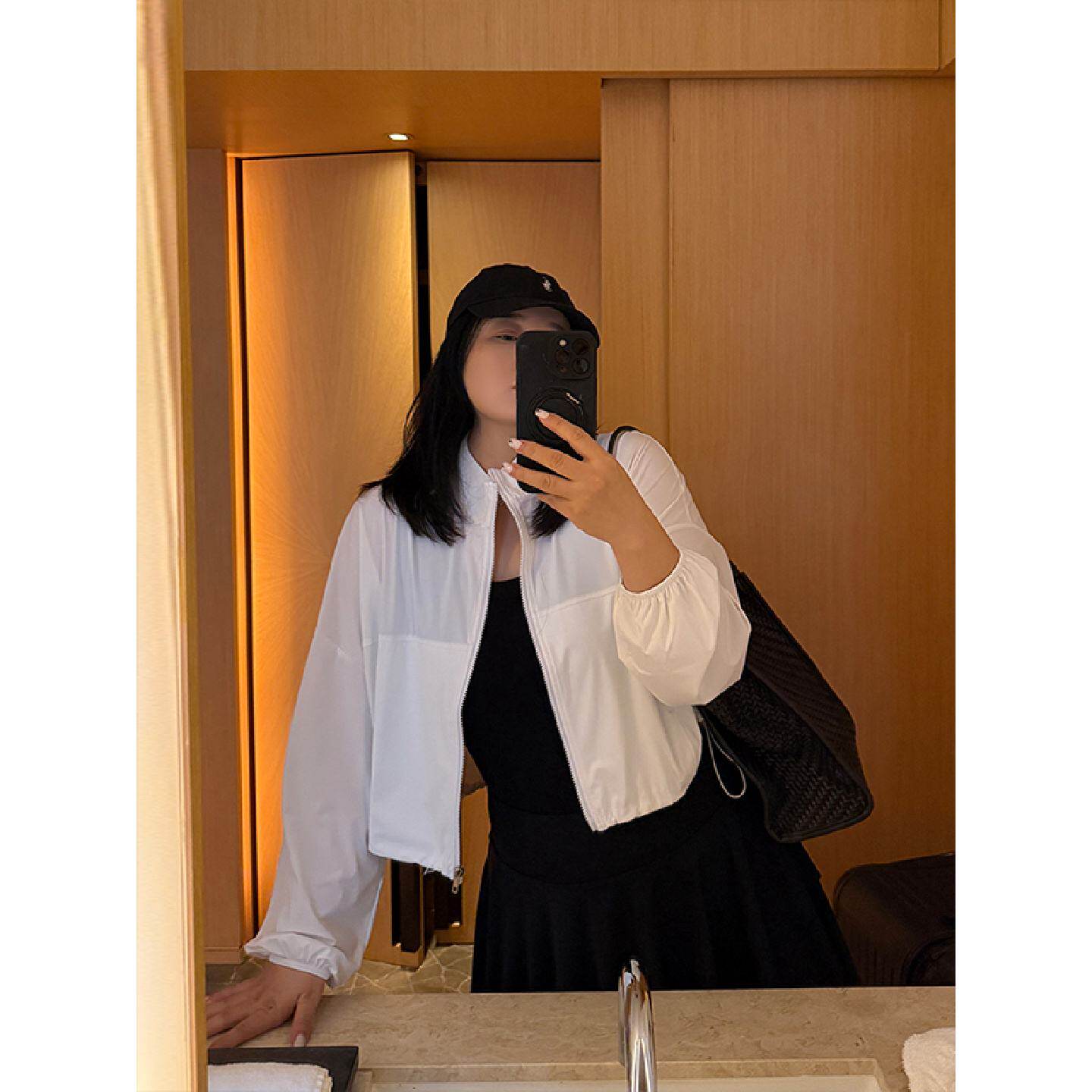 铅笔小鑫大码女装 清凉遮阳 抽绳长袖 防晒短外套衬衫上衣