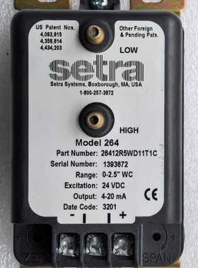 Setra264微差压传感器，型号26412R5WD11T--议价商品