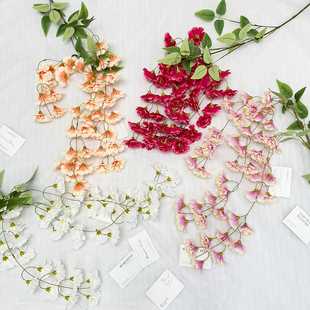 仿真花带叶海棠婚庆花束室内吊顶装饰家居绢花酒店客厅假花束树枝