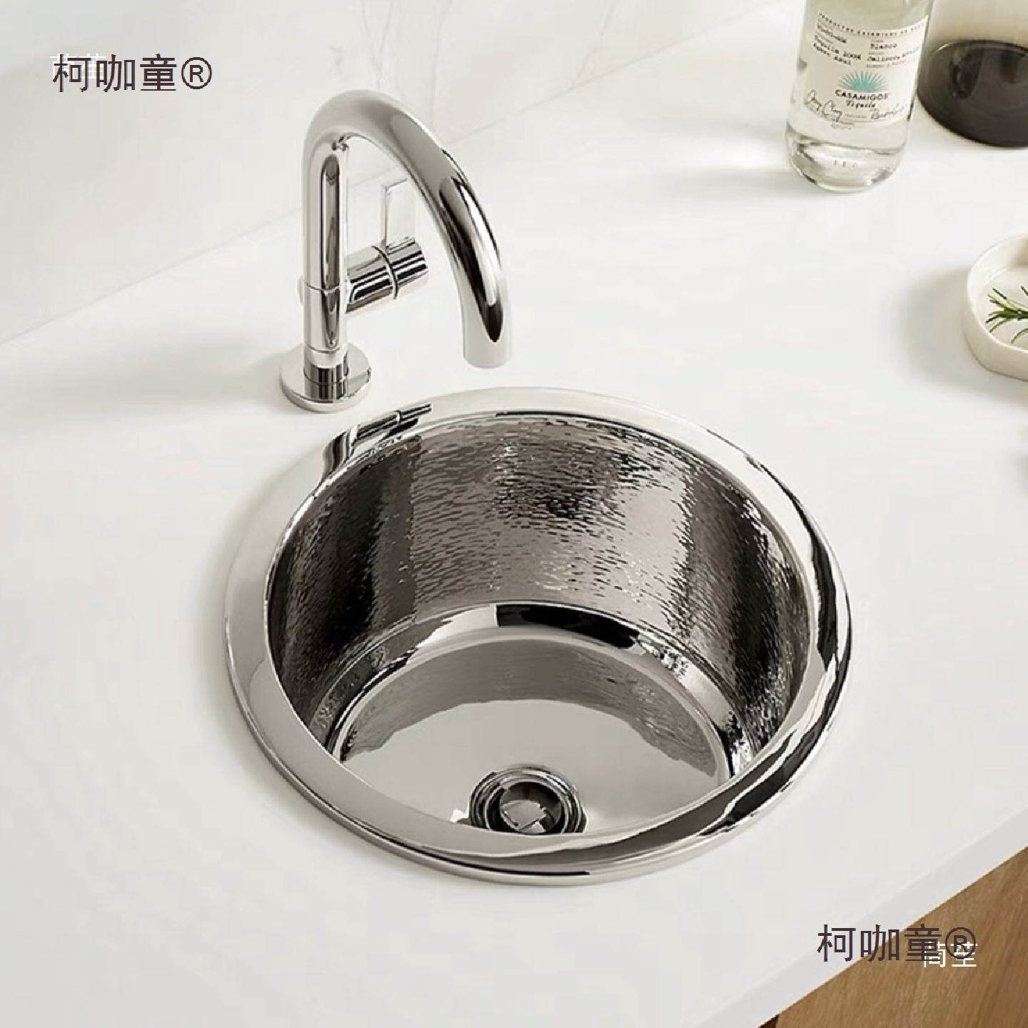 香港瑰丽酒店不锈钢洗手盆台下台上盆黄岛台水槽八角盆圆盆麦太保