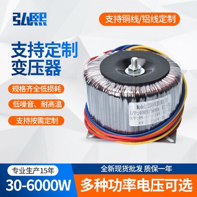 弘熙厂家供应绿色能源环形全铜变压器200W干式低频电源变压器批发
