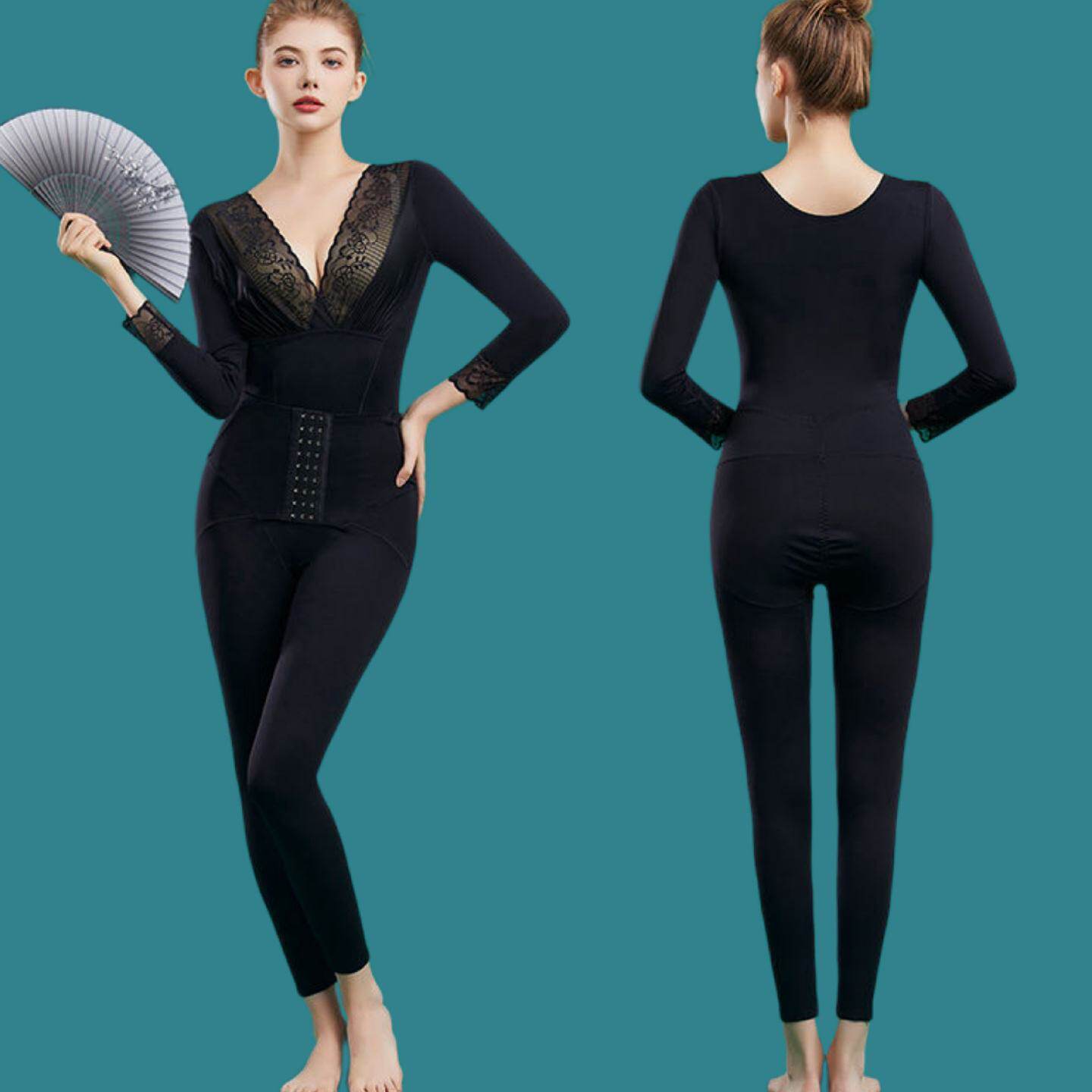 秋冬长袖后脱连体塑身衣收腹显瘦小肚子保暖美体束身塑形体雕女