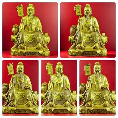 纯铜五大名医摆件中式创意桌面装饰孙思邈张仲景等人物铜像半手工